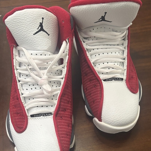 Jordan Kids Red and Gray High-Top Sneakers - Picture 6 of 11